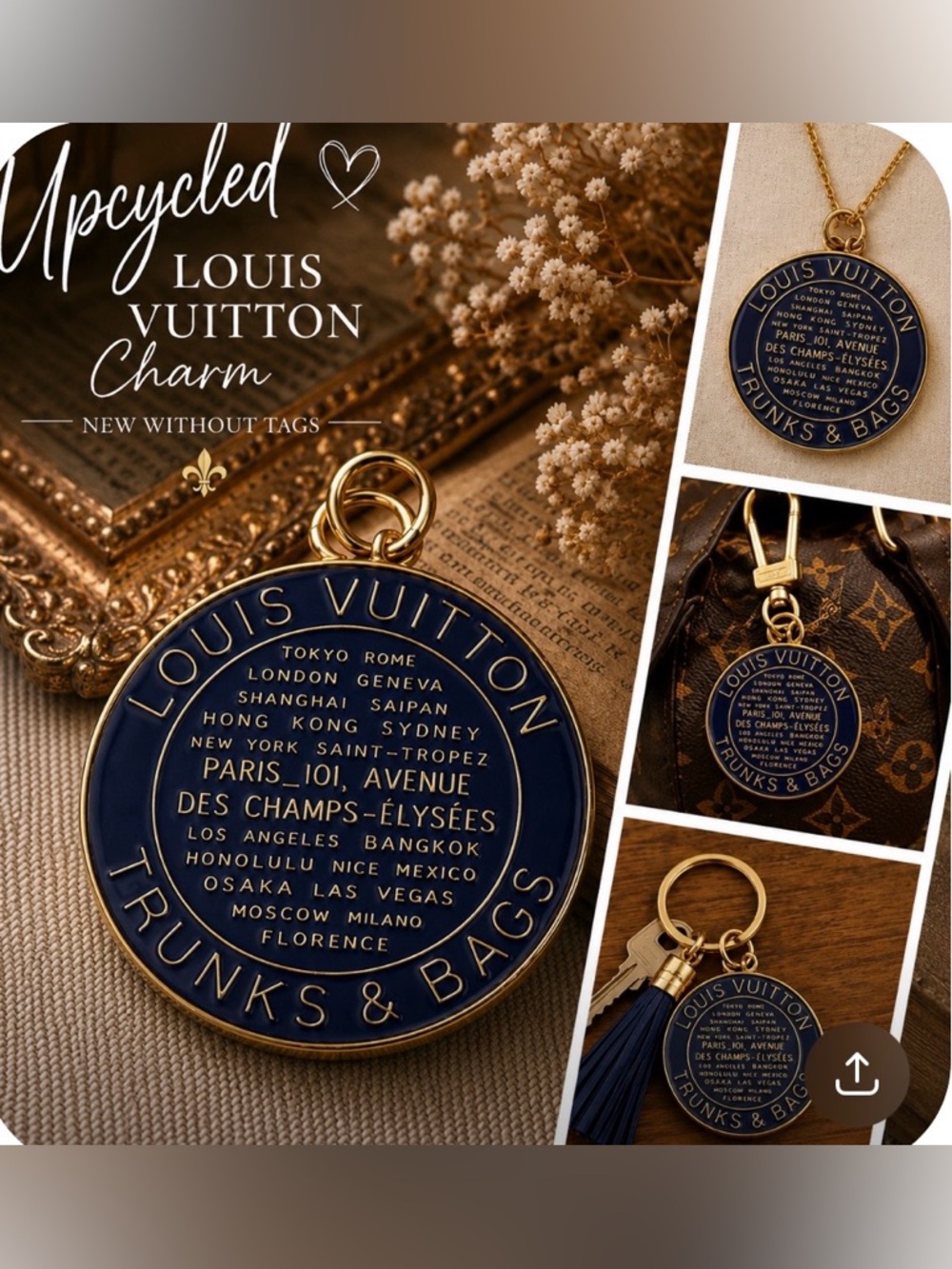 Louis Vuitton Trunks & Bags Upcycled Charm / Pendant – Navy Blue